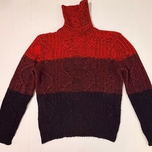 Express Multicolor Cable Knit Turtleneck Sweater